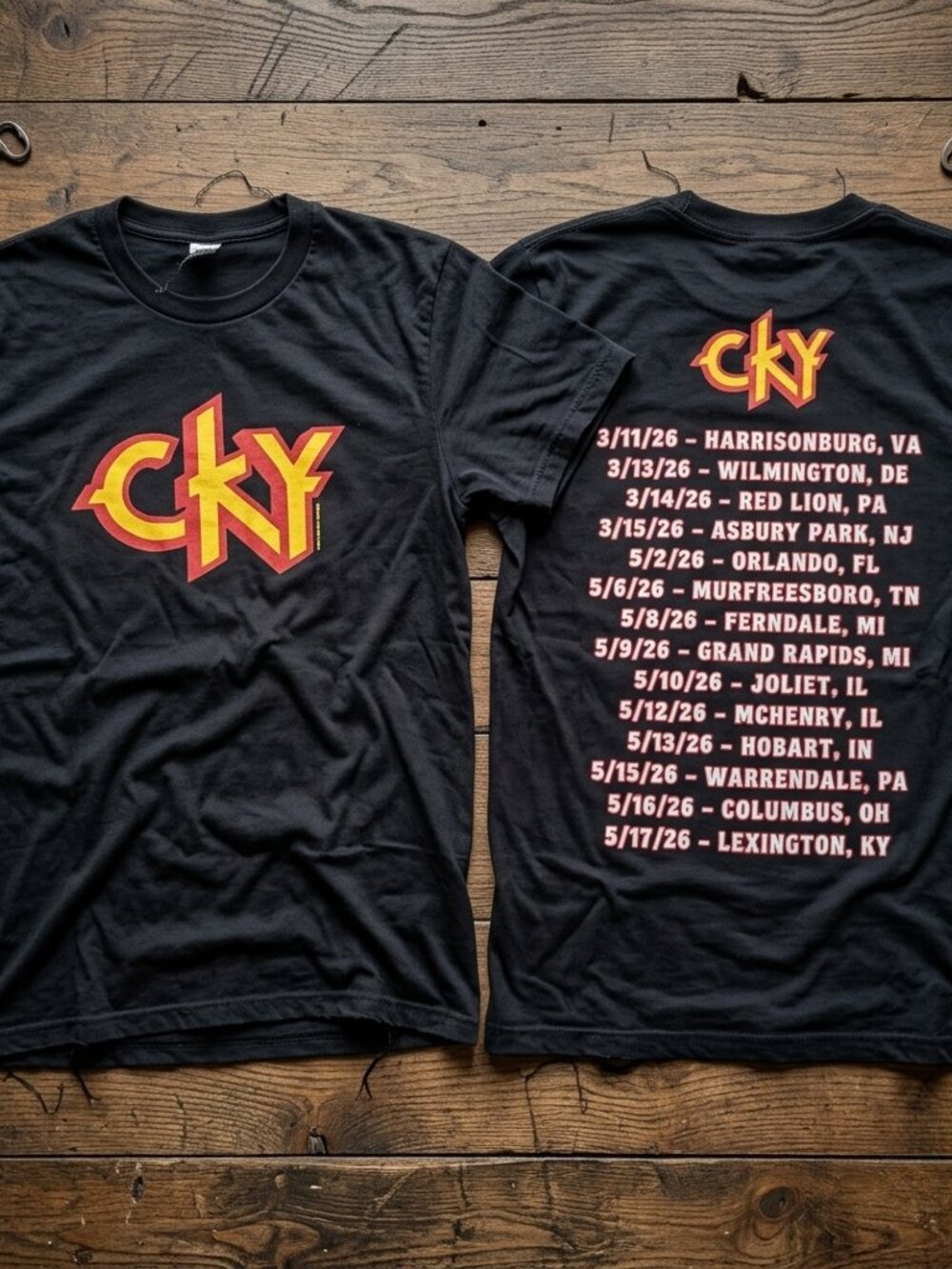 CKY Tour 2026 Vintage Rock Band Tee Two Sided Concert Shirt Black